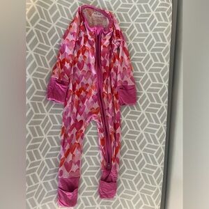 Little Sleepies Pink Watercolor Hearts Zippy 0-3 months